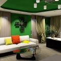 Обои зеленые стеновая виктория в интерьере гостиной