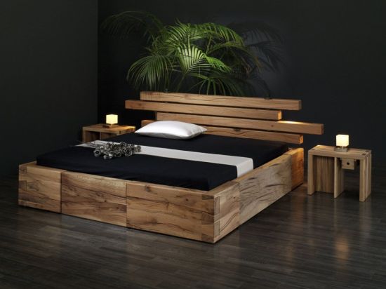 Кровать из бруса в стиле лофт