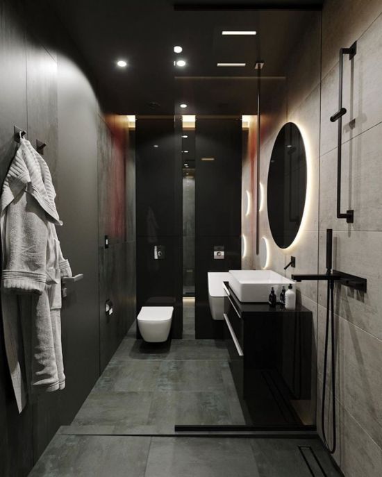 Дизайн туалета в серых тонах