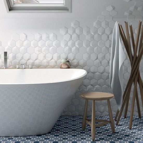Ванные комнаты с дизайном из плитки соты