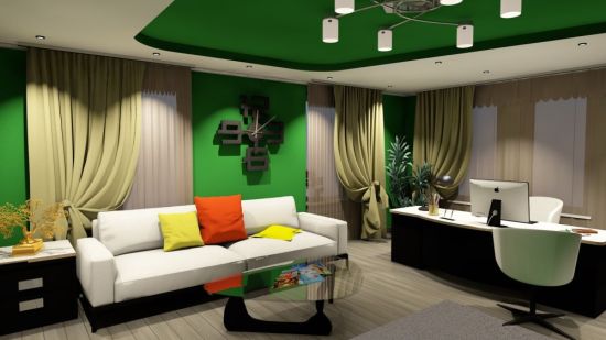 Обои зеленые стеновая виктория в интерьере гостиной