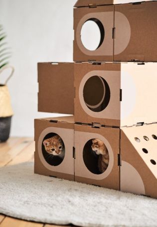 Домик для кота из картонной коробки