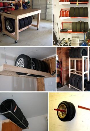 Хранение колес на стене