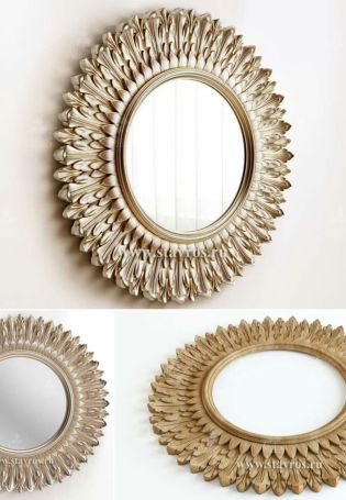 Зеркало круглое в деревянной раме