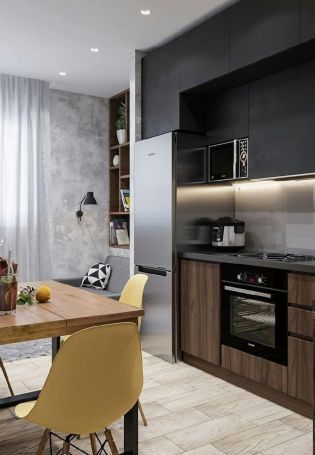 Кухня в однокомнатной квартире дизайн