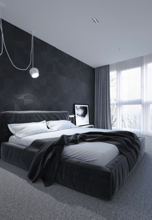 Черная спальня минимализм
