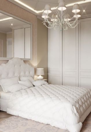 Дизайн маленькой спальни с белой мебелью