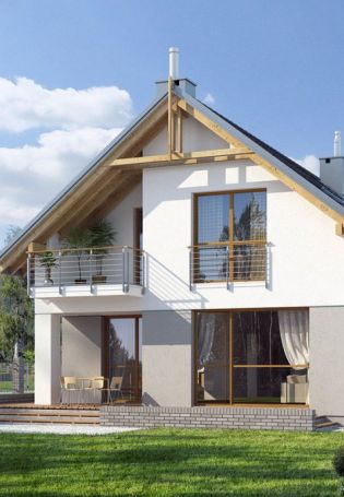 Двухэтажный дом с двухскатной крышей