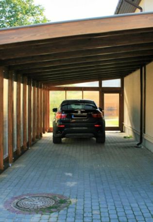 Каркасный гараж с навесом