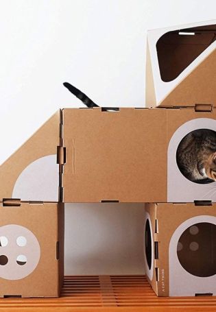 Кошачий домик из картона
