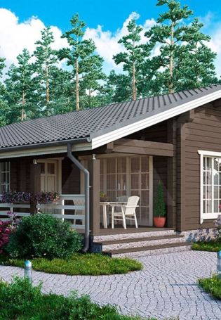 Финский одноэтажный дом с террасой