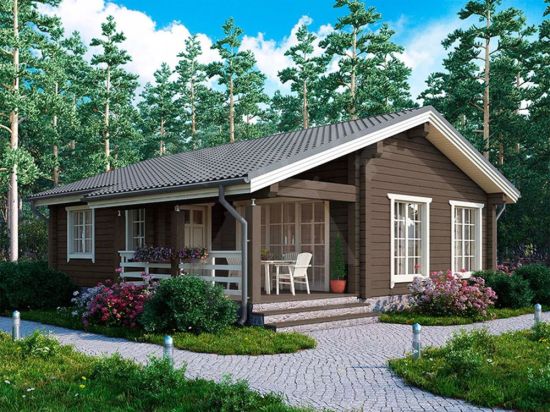 Финский одноэтажный дом с террасой
