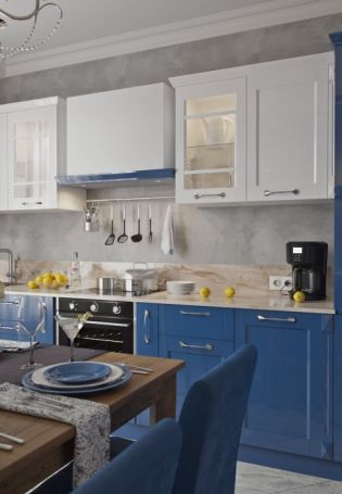 Кухня в темно синем цвете