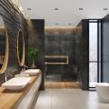 Дизайн большой ванной комнаты с туалетом