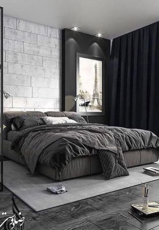 Спальня в темно серых тонах