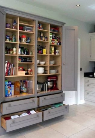 Неглубокий шкаф на кухню напольный высокий