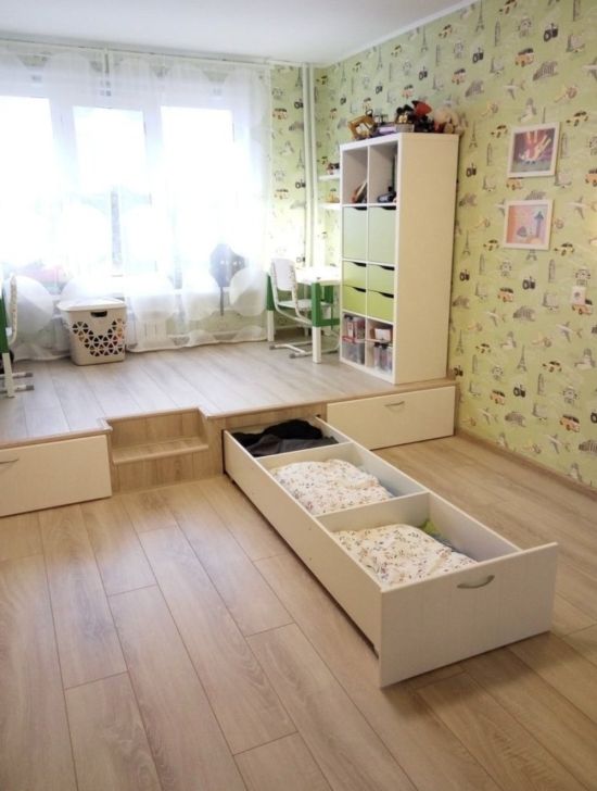 Пример ремонта комнаты для девочки с подиумом