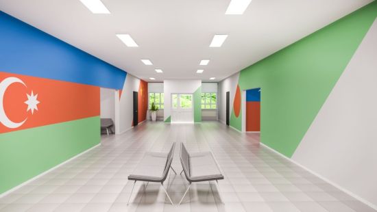 Современный дизайн холла в начальной школе