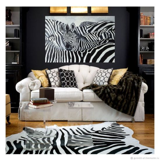 Постеры с зебрами в интерьере гостиной фото