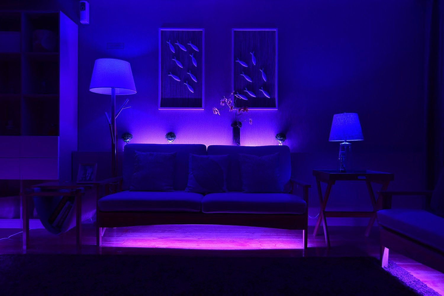 Day night light. Светодиодная лента Mijia Ambient Light strip. Фиолетовая РГБ подсветка. Комната с подсветкой. Неоновое освещение в комнате.