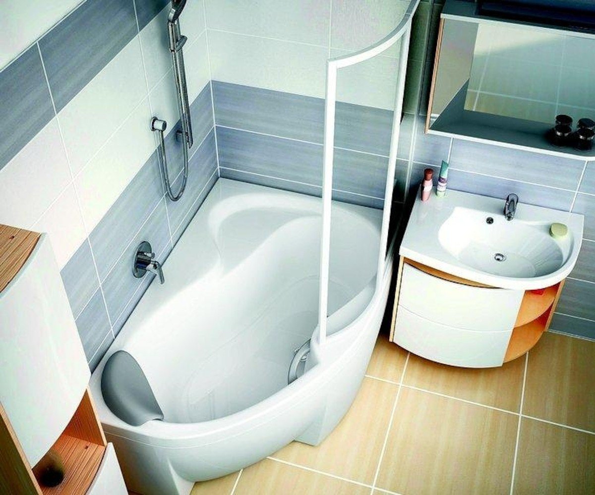 размеры угловых ванн для ванной комнаты маленькой площади