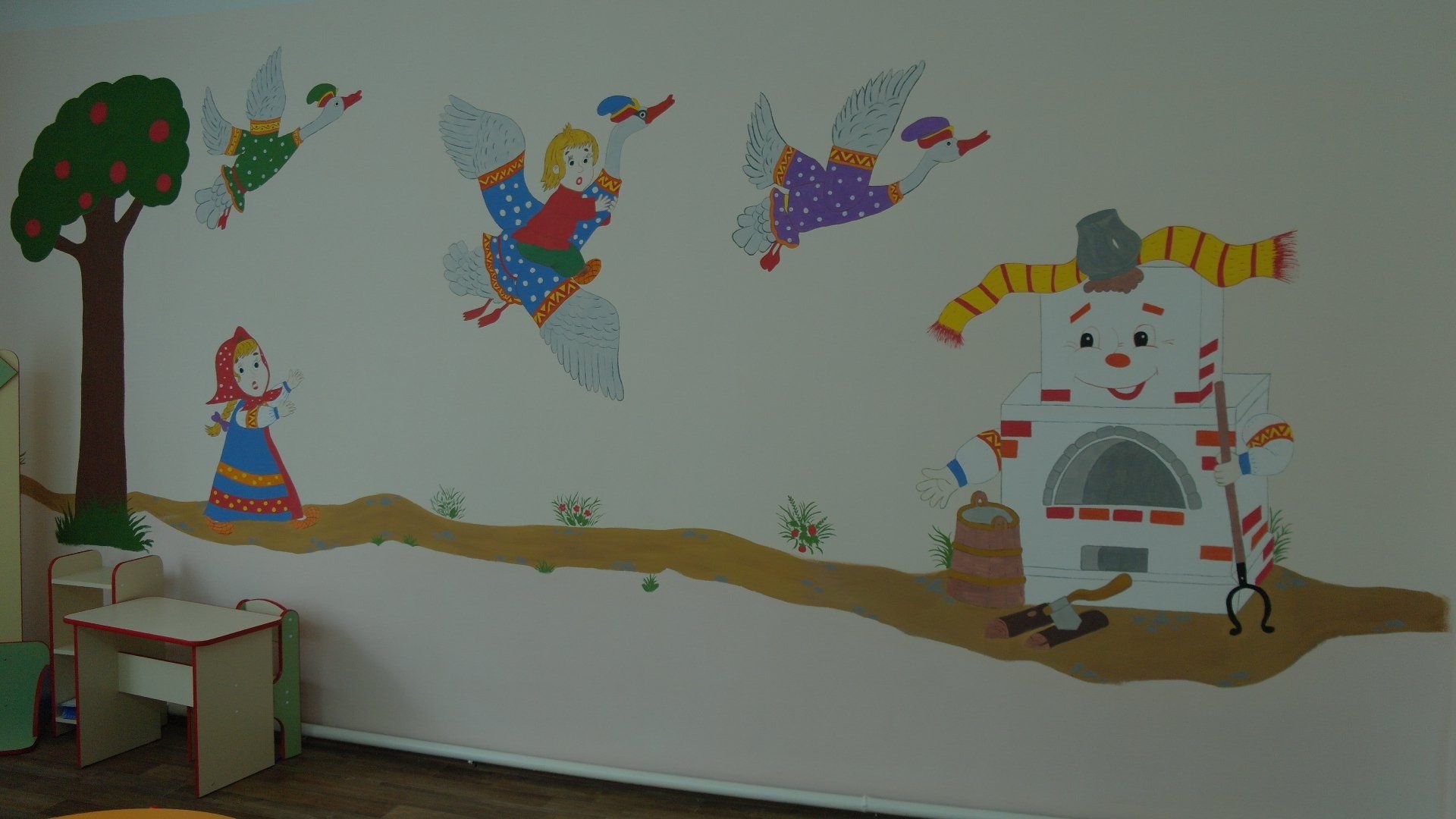 Оформление стен в детском саду по сказкам
