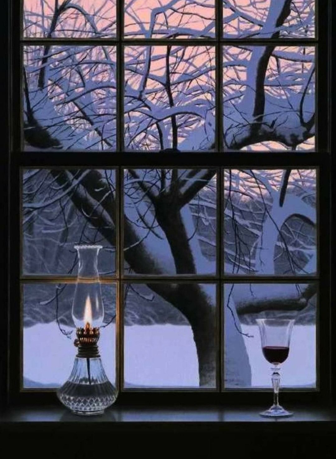 Зимнее окно вечером