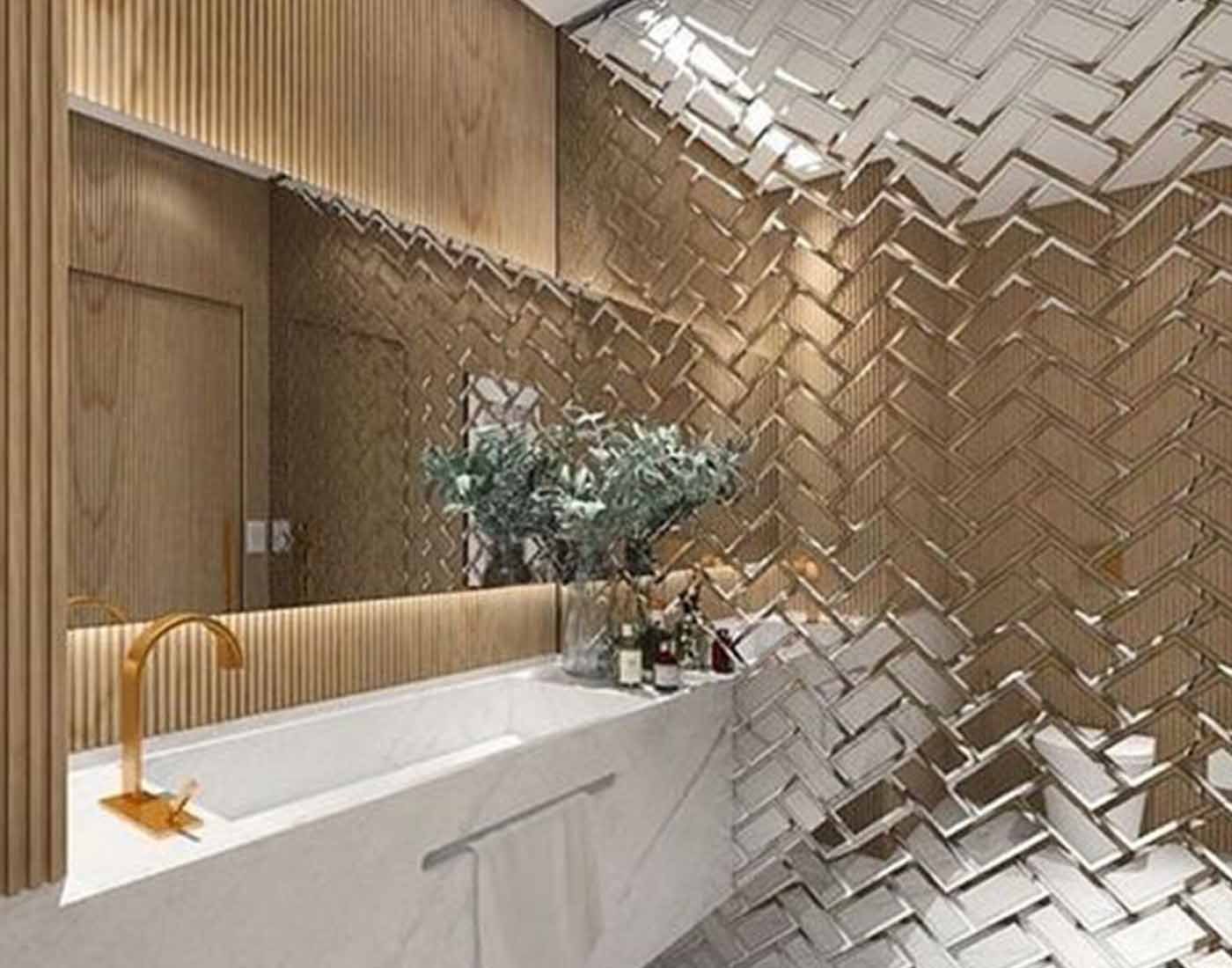 Зеркальная плитка для ванной