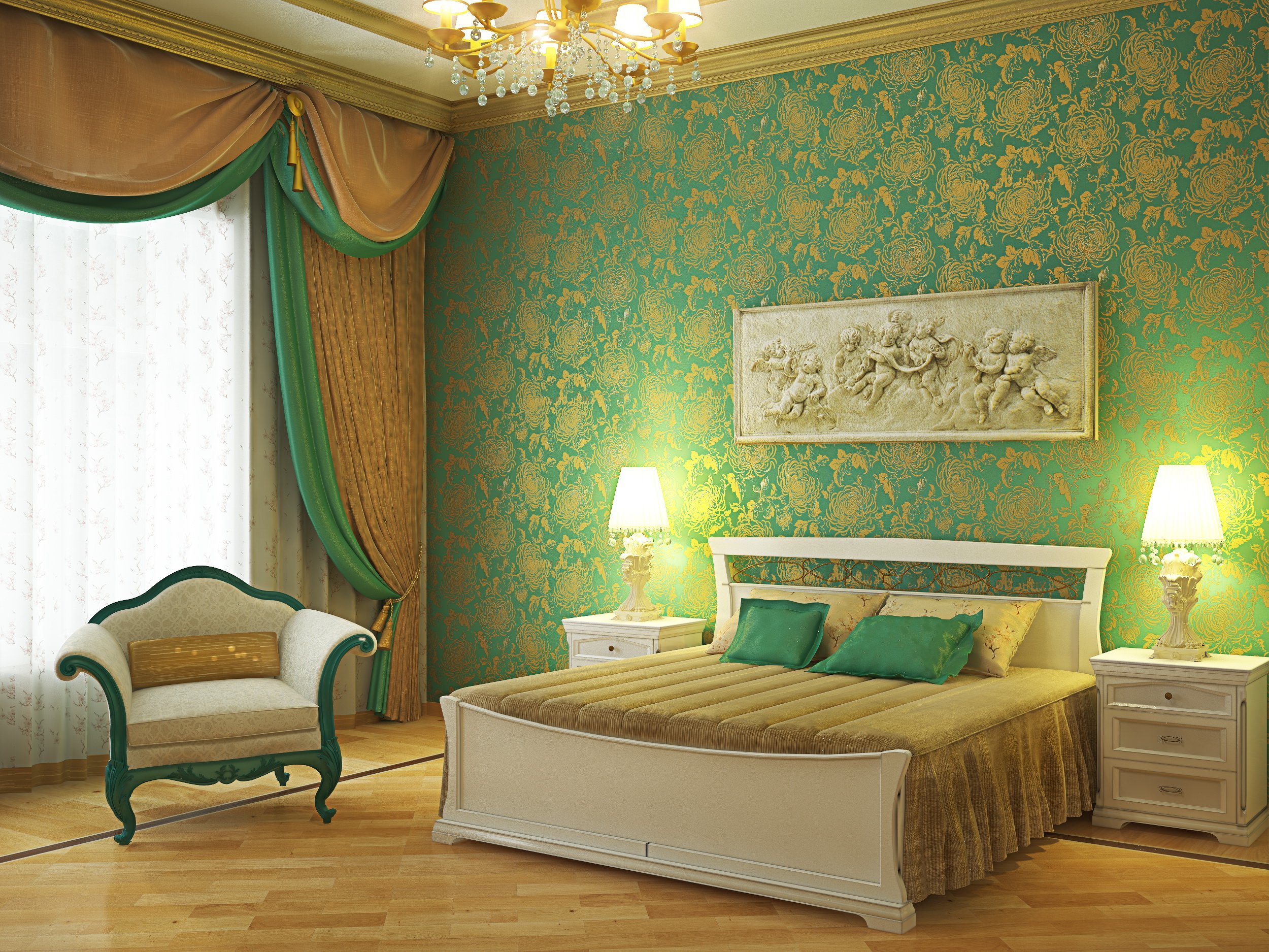 Обои в зеленых тонах. Зеленая спальня. Изумрудные обои в спальне. Спальня в зеленом цвете. Спальня в зеленых оттенках.