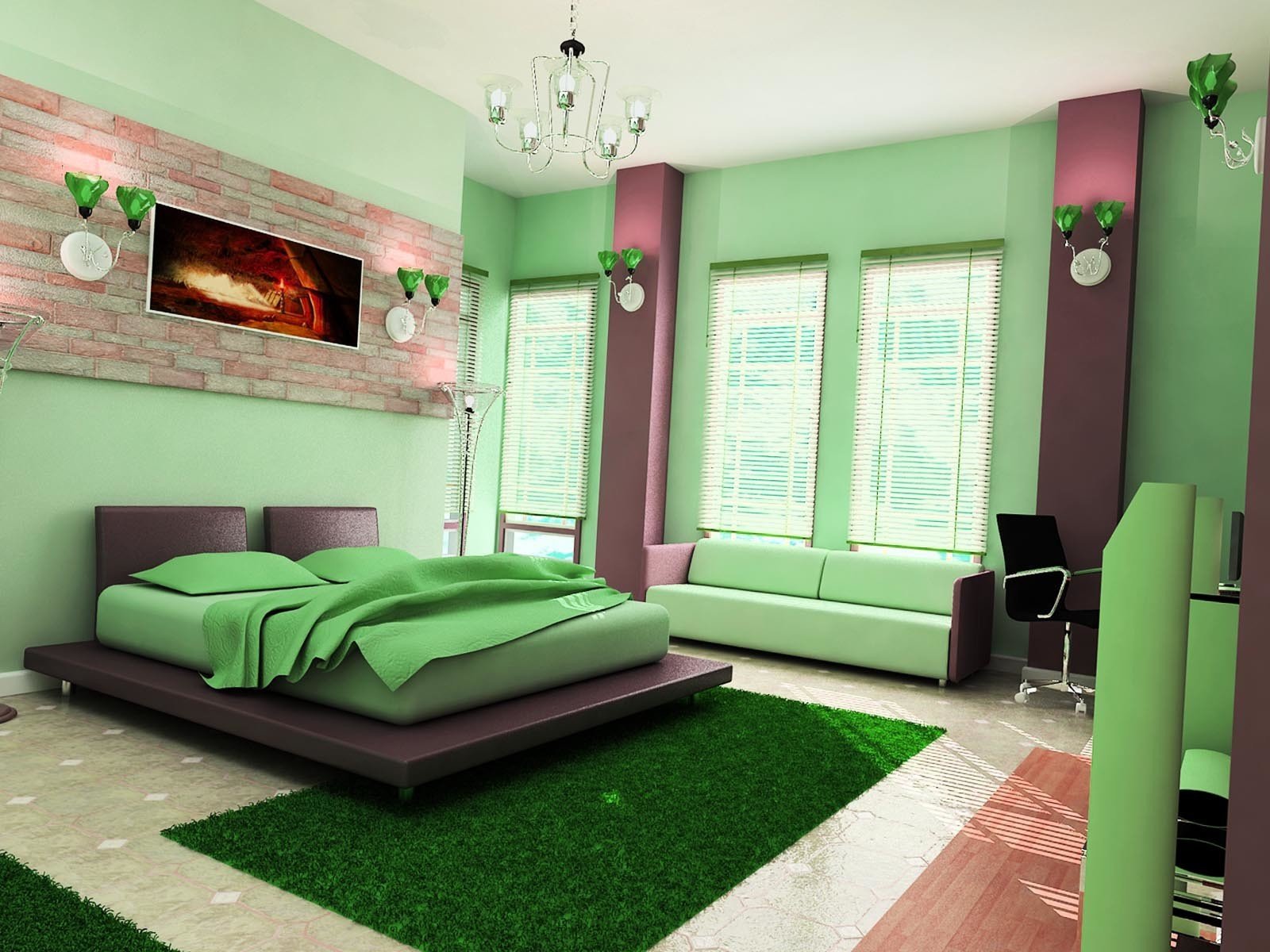 Обои в зеленых тонах. Интерьер спальни в зеленом цвете. Зеленые стены в спальне. Зеленые обои в спальне. Сочетание розового и зеленого в интерьере.