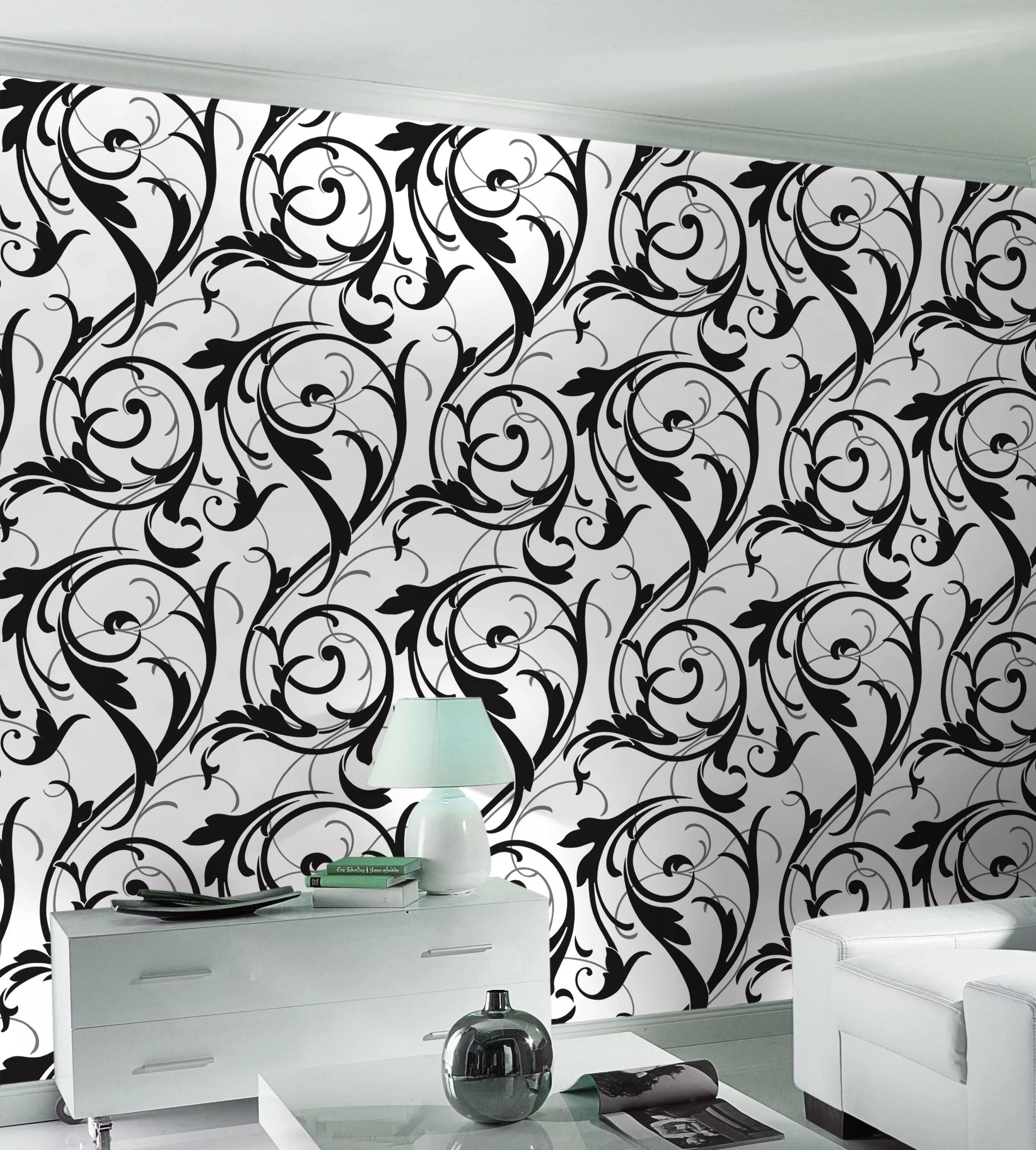 Обои на стену в комнату. Шелкография Леруа Мерлен. Широкие обои для стен. Обои с крупным рисунком. Обои настенные черно белые.