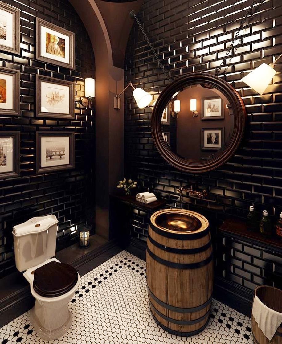 туалет в кафе в стиле лофт