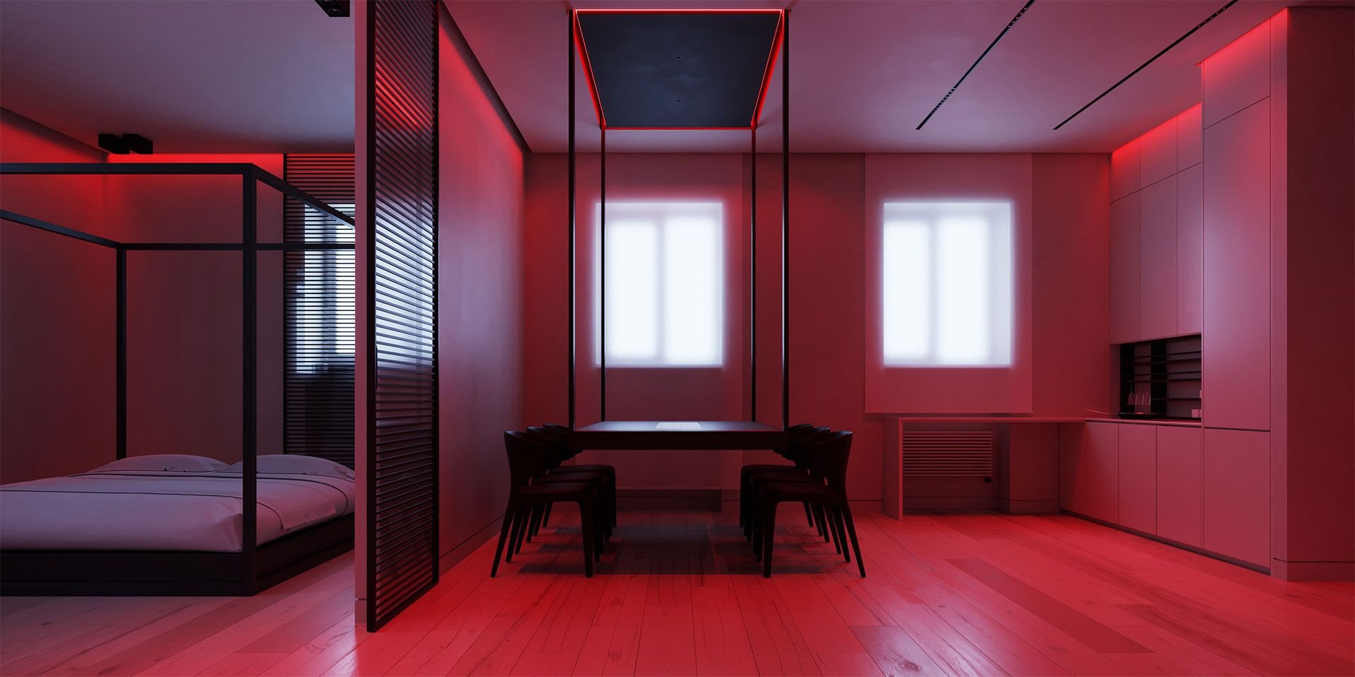 Включи red room. Комната с подсветкой. Неоновая комната. Красная комната. Красное освещение в комнате.