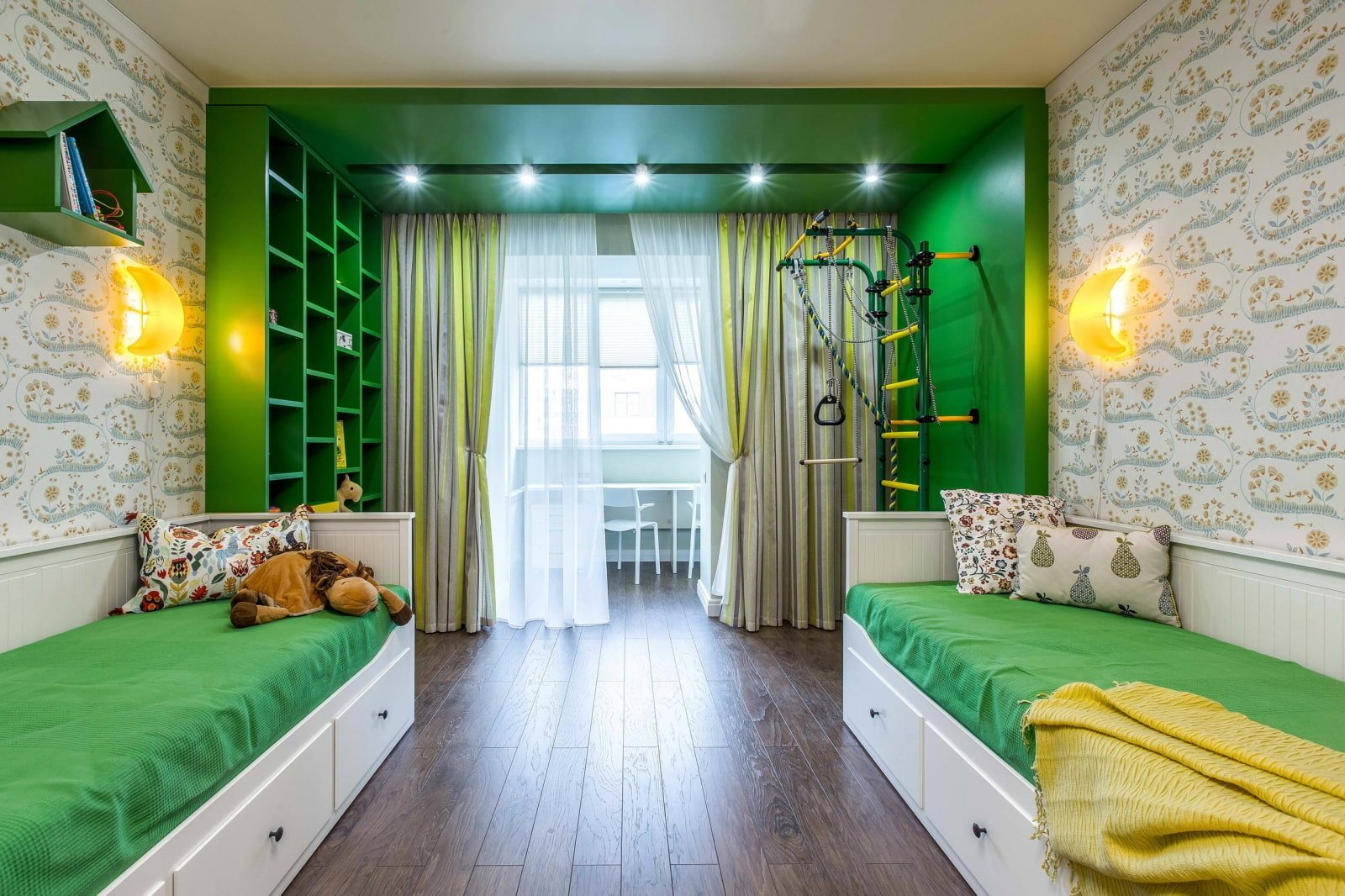 Покажи мне комнаты 2 на 2. Интерьер детской. Салатовая детская. Интерьеры детских комнат. Зеленый цвет в интерьере детской.