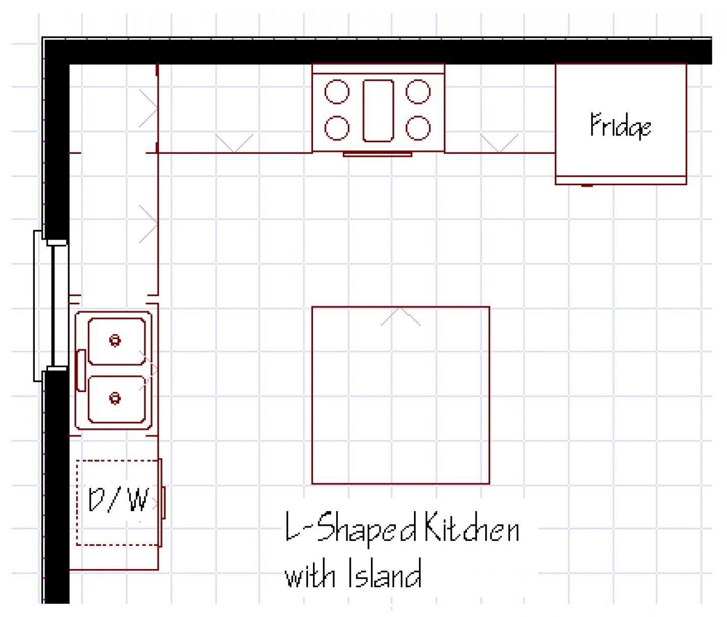 Кухня остров план