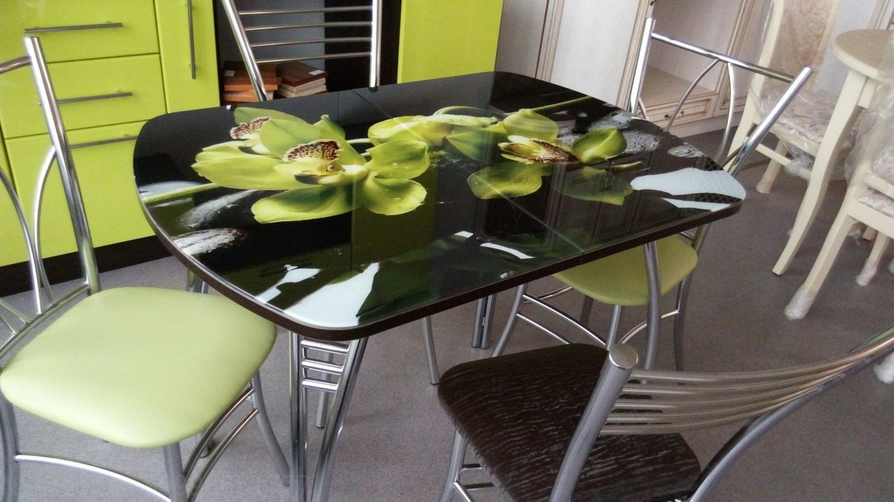 стол кухонный зеленый раскладной