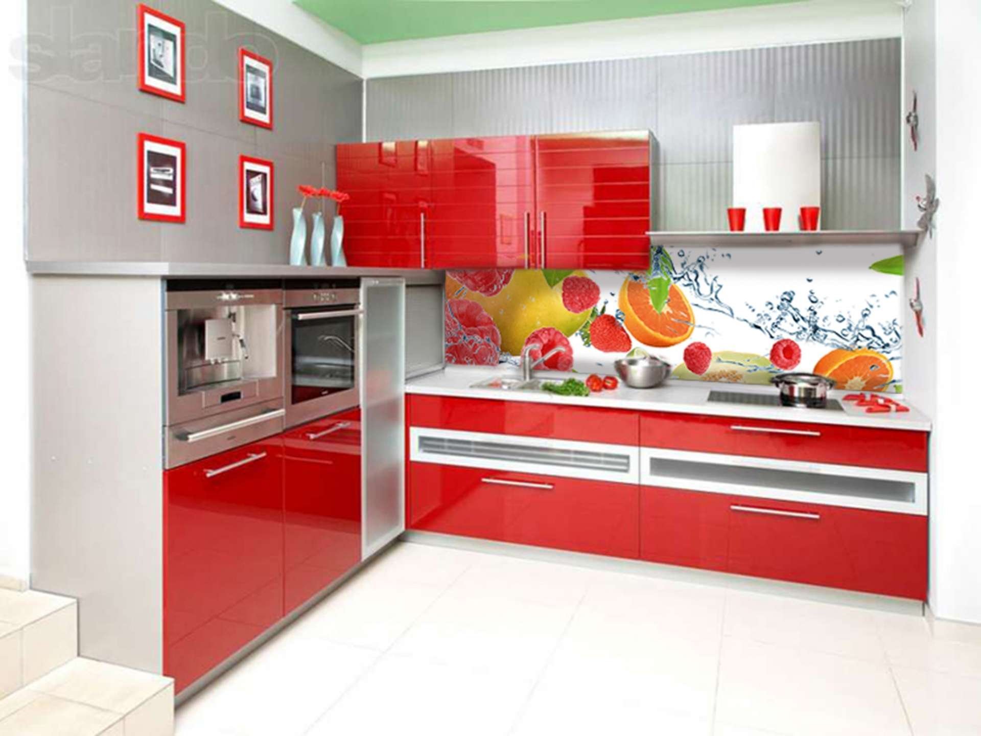 Интернет магазин кухонь спб. Красно белая кухня. Кухонный гарнитур красный с белым. Фартук для красной кухни. Красные кухни.