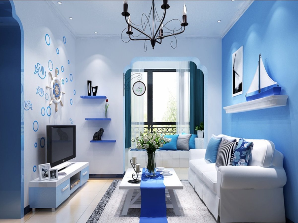 Красивые синие комнаты. Гостиная в голубых тонах. Голубой интерьер. Интерьер в голубых тонах. Бело синий интерьер гостиной.