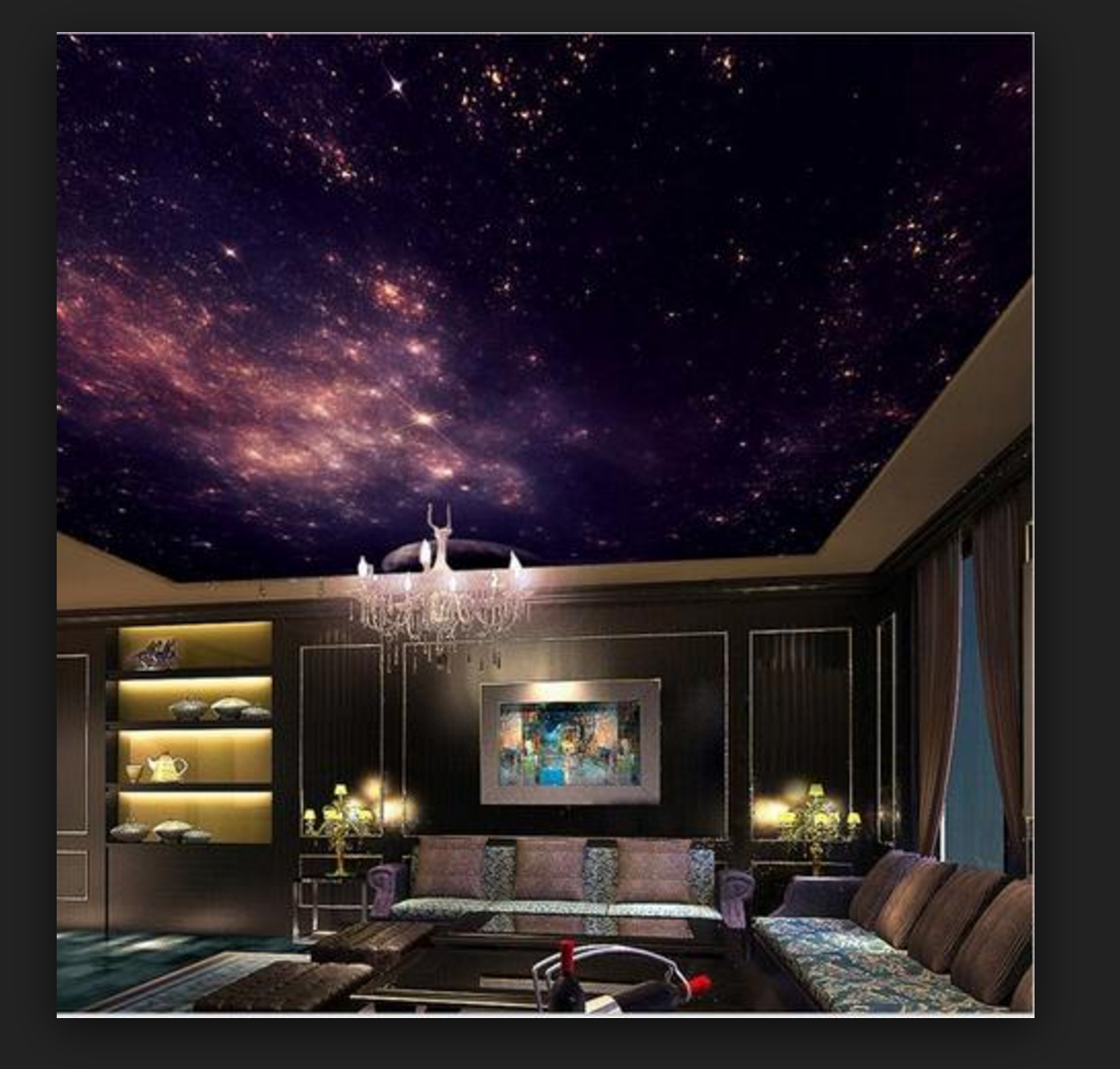 Включи подсветку космос. Натяжной потолок звездное небо. 3д натяжной потолок Галактика. Космический потолок. Натяжные потолкизвезное небо.