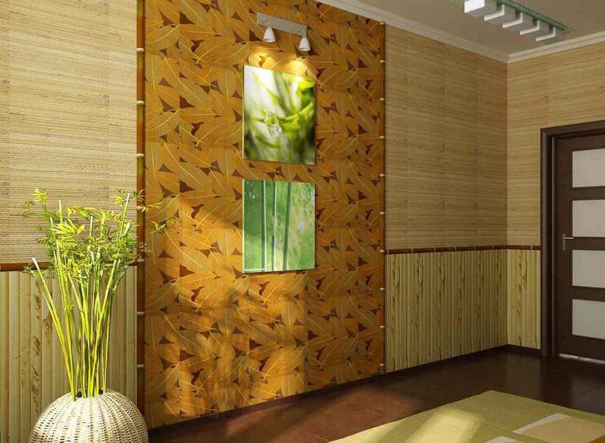 Бамбуковые стены купить. Бамбуковое полотно Cosca в интерьере. Бамбуковое полотно в Леруа Мерлен. Бамбуковые панели в интерьере. Отделка стен бамбуковым полотном.