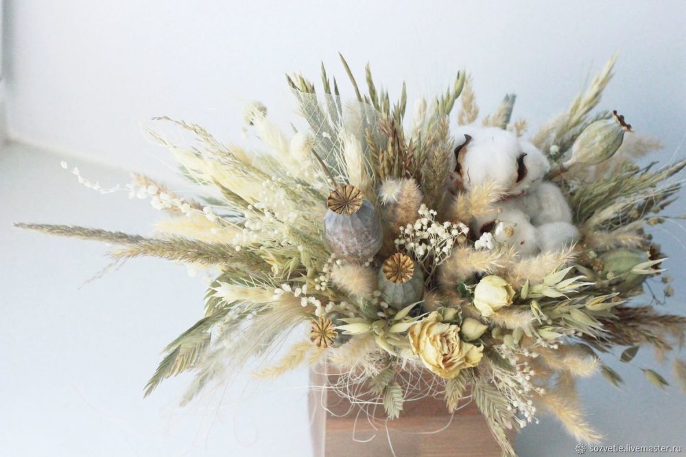 Композиции из сухоцветов для интерьера