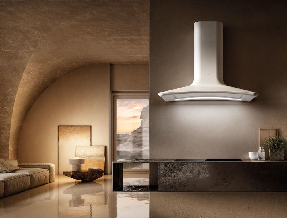 Плитка под бетон и островная вытяжка